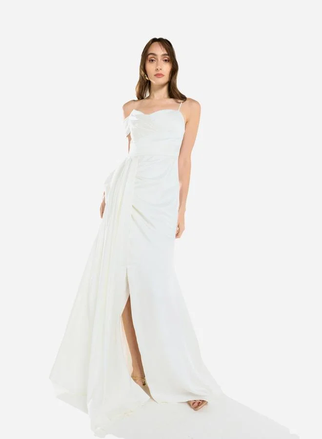 هاوس اوف مودا فستان طويل بطبقة منسدلة وتصميم غير متماثل